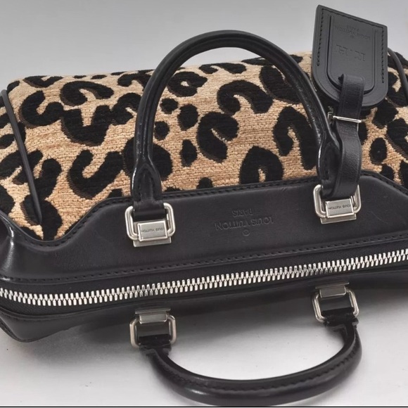 LV Limited Edition Chenille Leopard Baby/Mini Hand Boston Bag - Picture 7 of 15